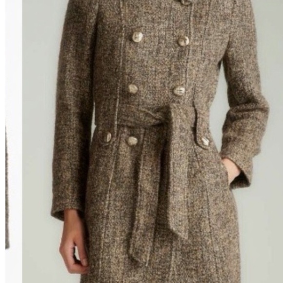 Calvin Klein brown tweed trench coat - Picture 2 of 12